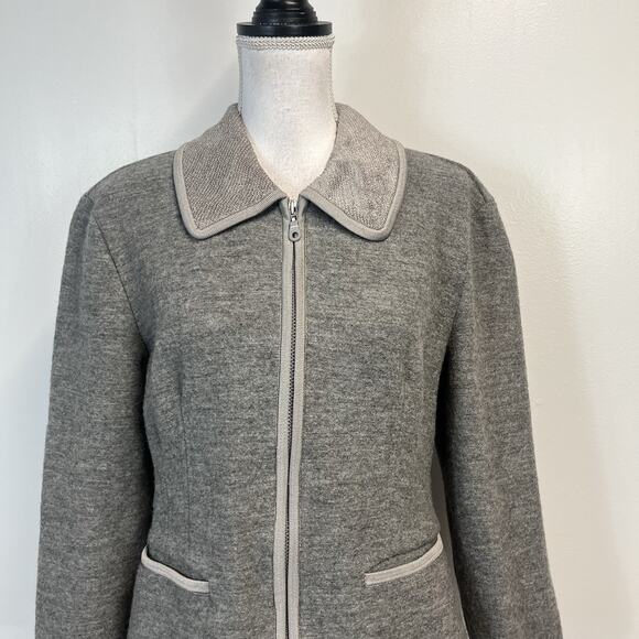 Geiger Pure Full Zip Cardigan Sweater Jacket size 36 6 Gray Silver Wool Austria - Picture 2 of 10